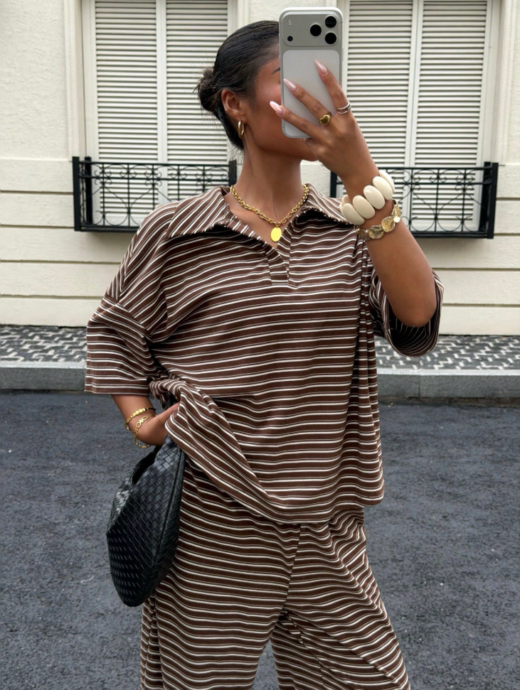 Brown Striped Co-ord Set