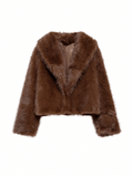 Brown Faux Fur Cropped Jacket