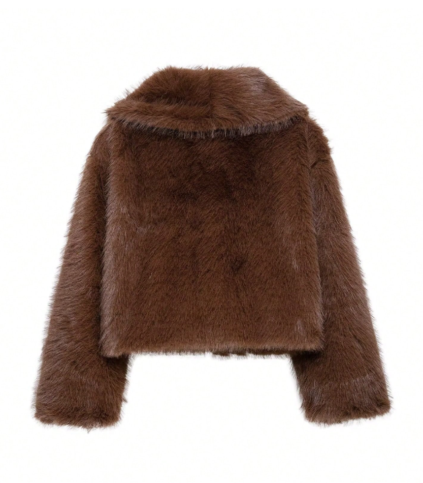 Brown Faux Fur Cropped Jacket
