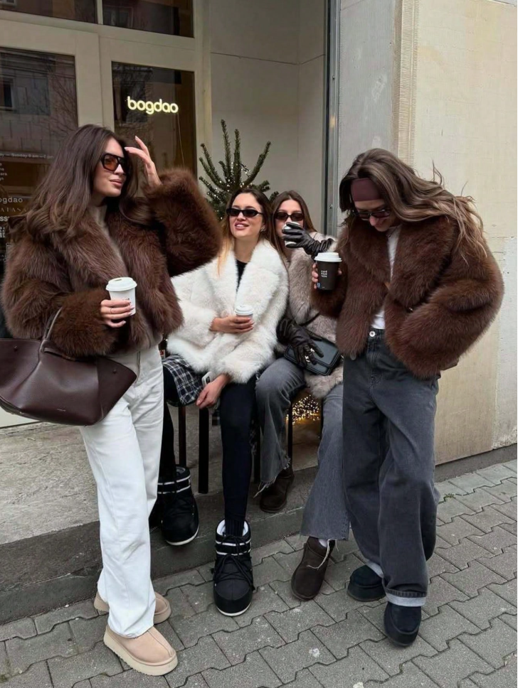Brown Faux Fur Cropped Jacket