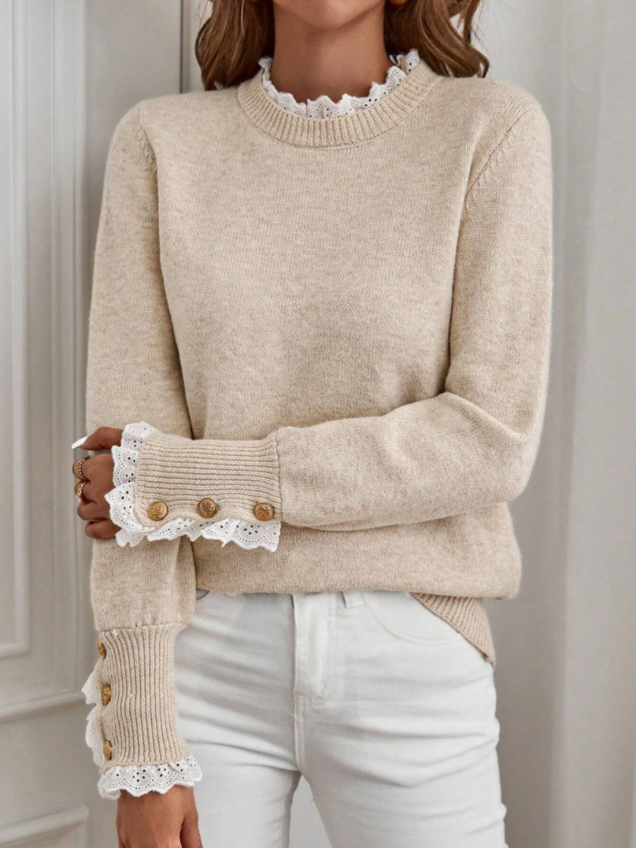 Lace Trim Knit Sweater