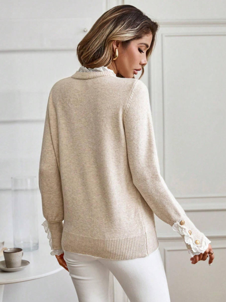 Lace Trim Knit Sweater