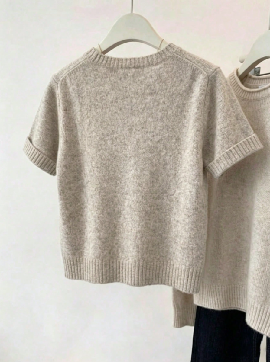 Short-Sleeve Knit Sweater Top