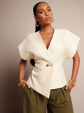 Structured Wrap Top with Gold Clasp