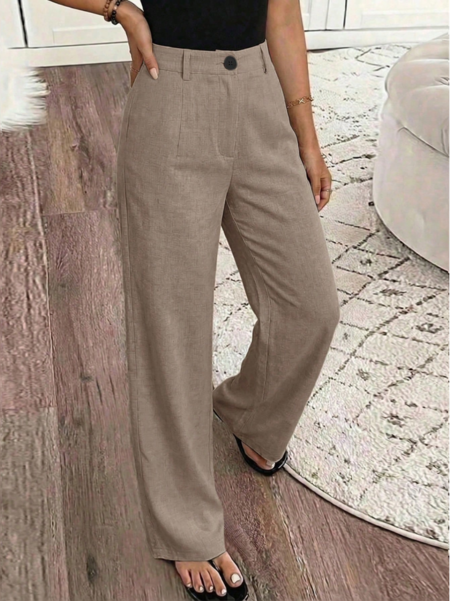 High-Waist Wide-Leg Linen Trousers