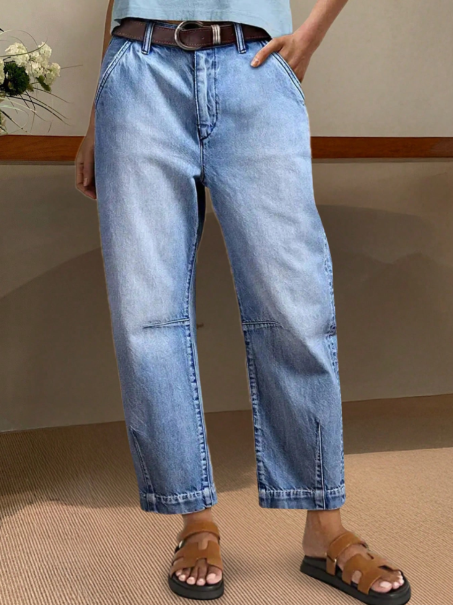 Women's Barrel Leg Jeans – Light Blue Wash