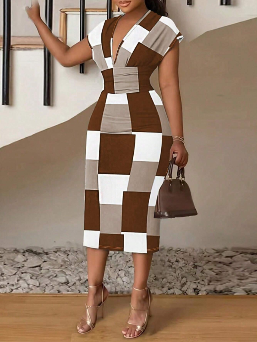 Color Block Bodycon Midi Dress