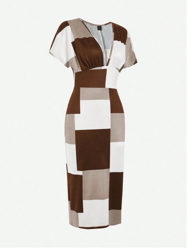 Color Block Bodycon Midi Dress