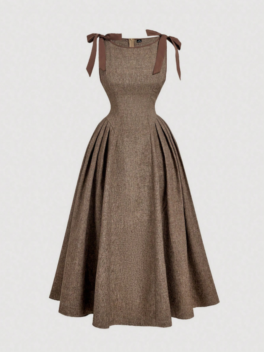 Vintage Bow-Tie Midi Dress