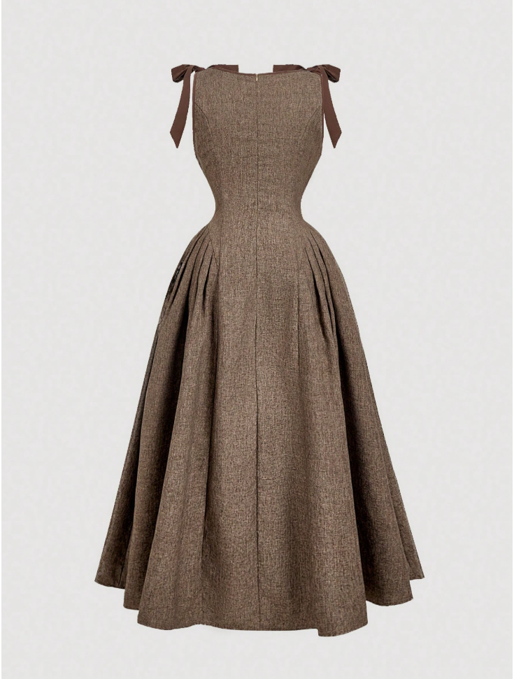 Vintage Bow-Tie Midi Dress