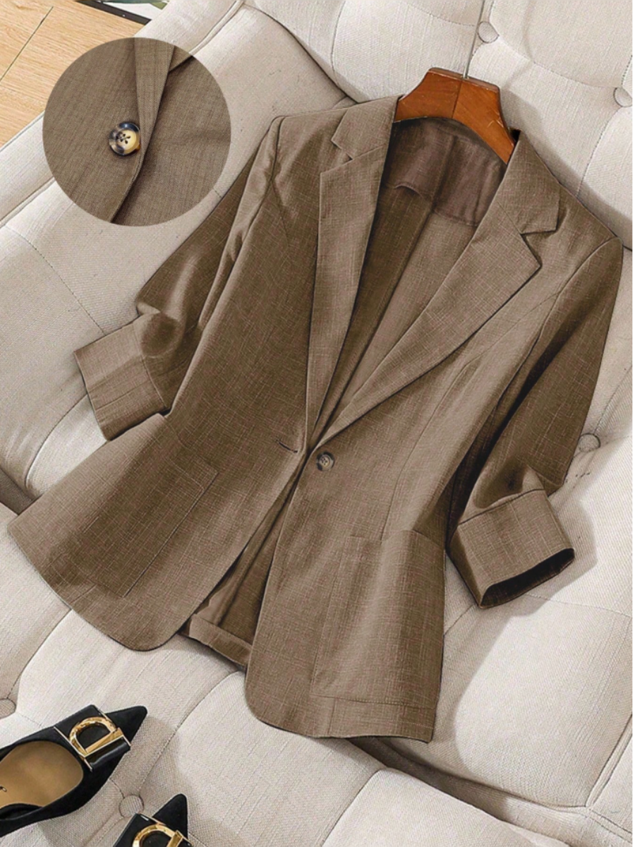 Women's Linen Blend Blazer – Khaki