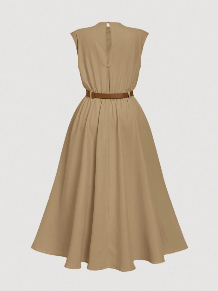 Belted Midi Swing Dress