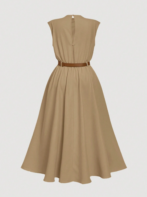 Belted Midi Swing Dress