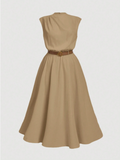 Belted Midi Swing Dress