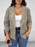 Plus Size Multicolour Tweed Blazer