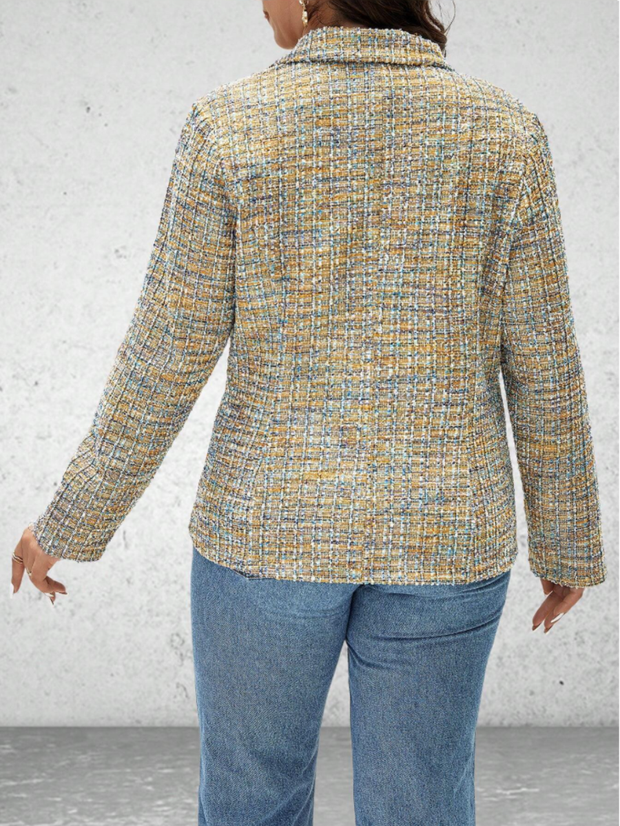 Plus Size Multicolour Tweed Blazer