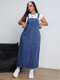Plus Size Denim Overall Maxi Dress