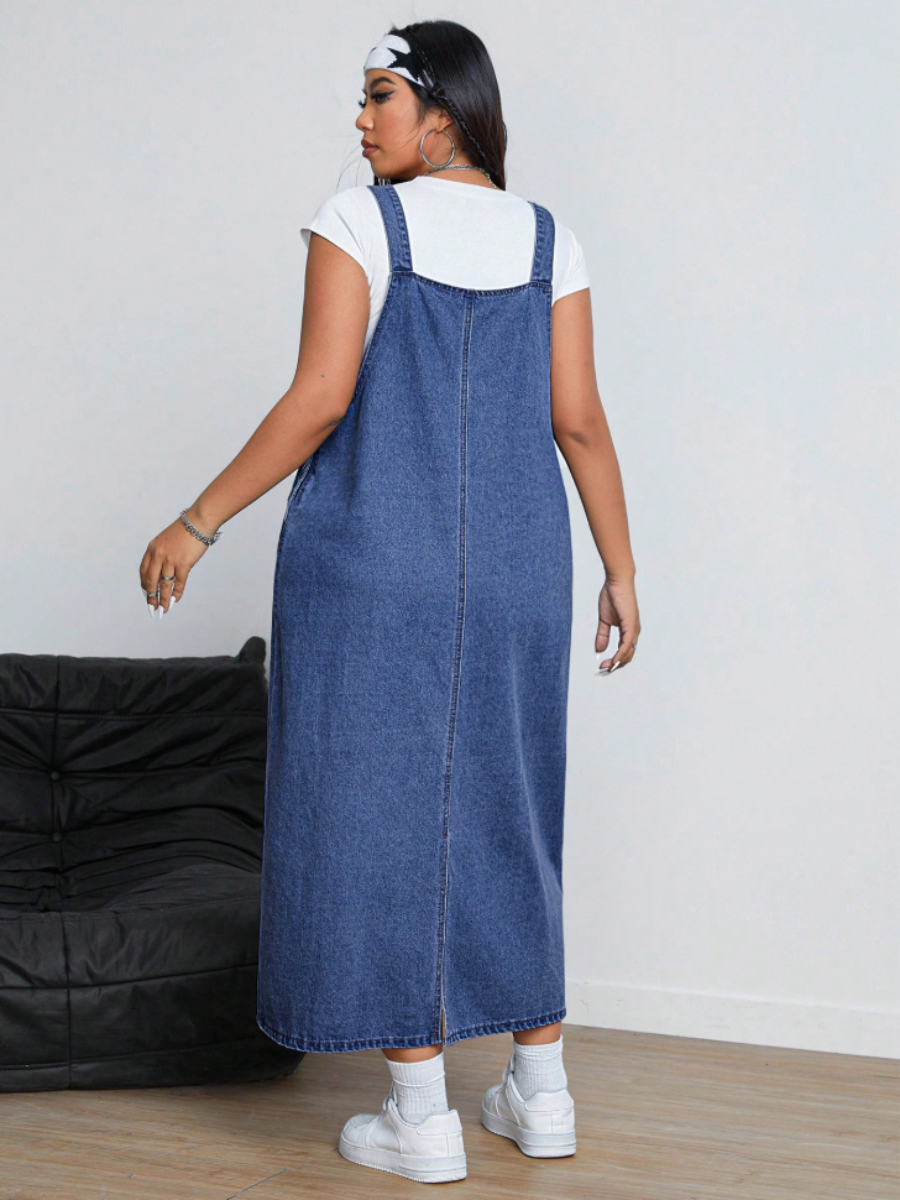 Plus Size Denim Overall Maxi Dress