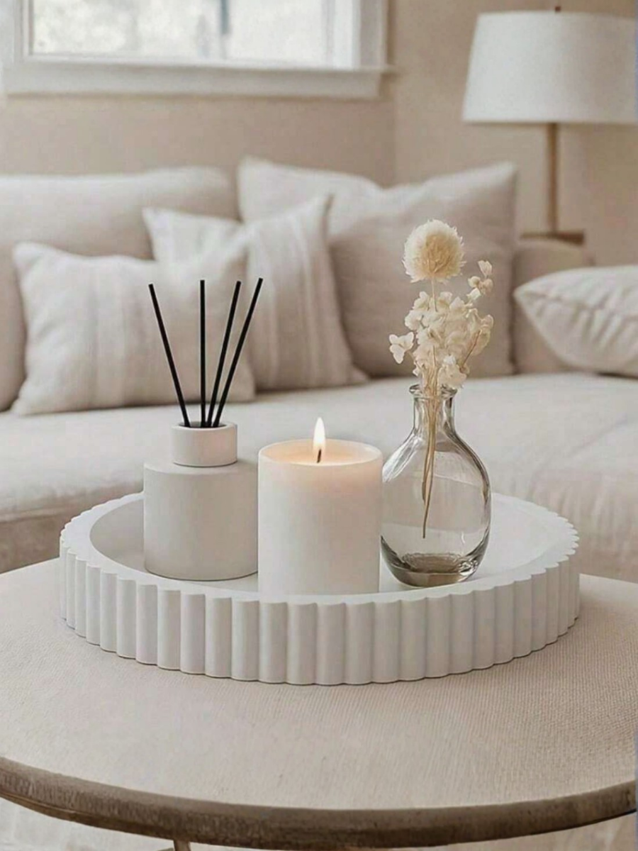 Ribbed Decorative Round Tray