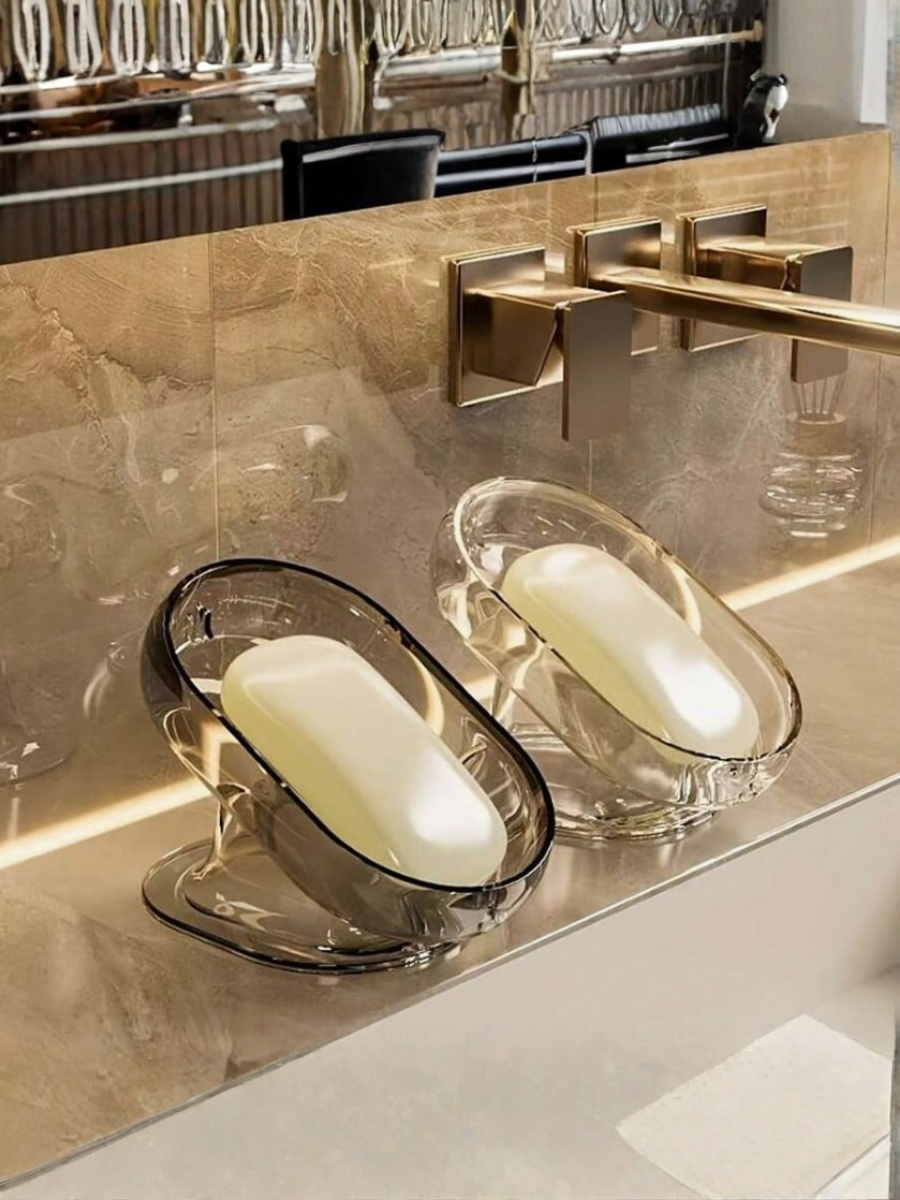 Clear Self-Draining Soap Dish with Suction Base