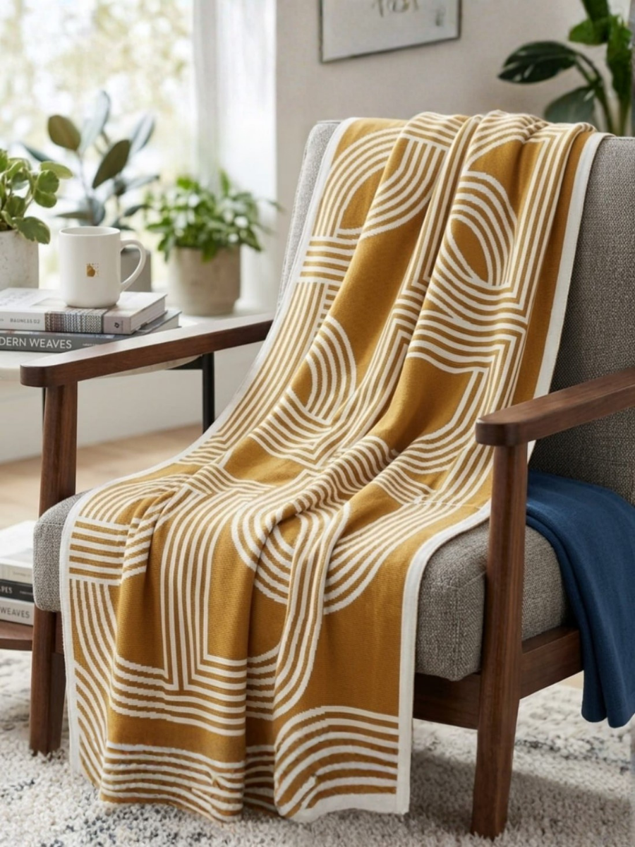 Geometric Knit Throw Blanket