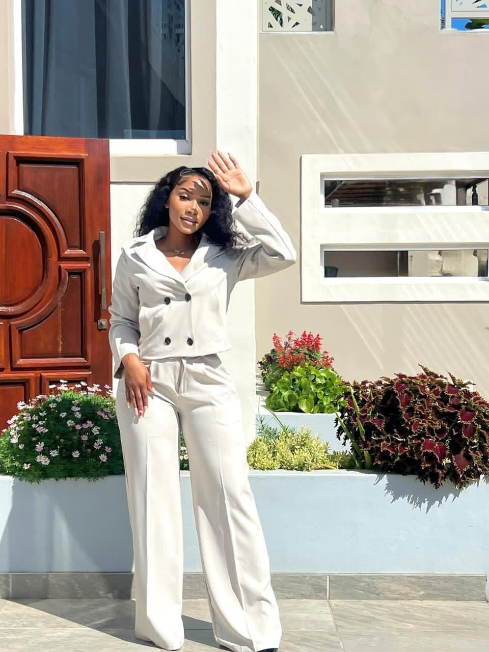 Women's Double-Breasted Blazer & Wide-Leg Trouser Set