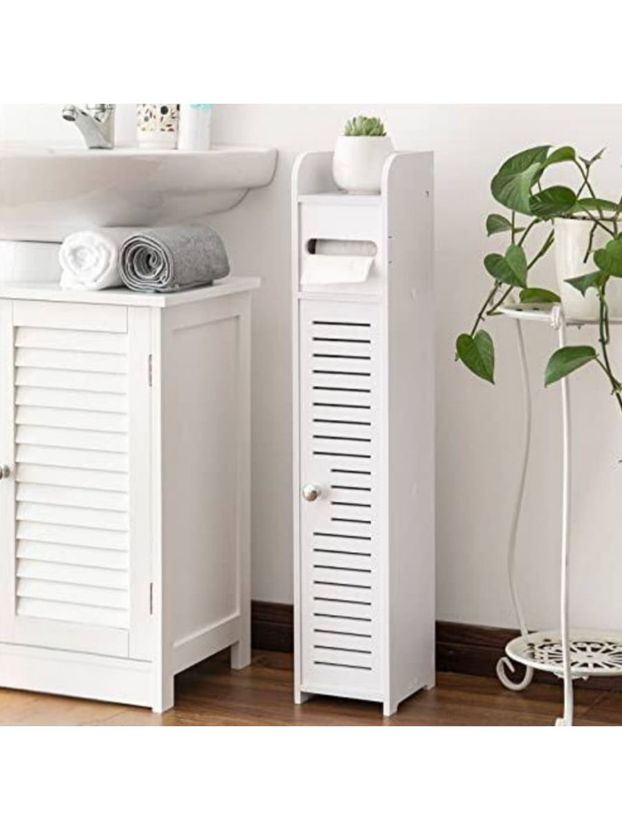 Slim Bathroom Storage Cabinet with Shutter Door