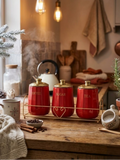 Ceramic Canister Set of 3 with Gold Rack