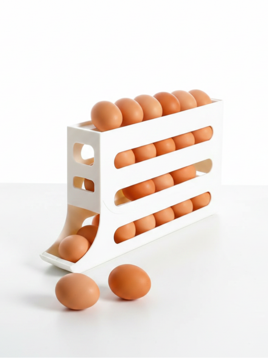 4-Tier Rolling Egg Dispenser Rack