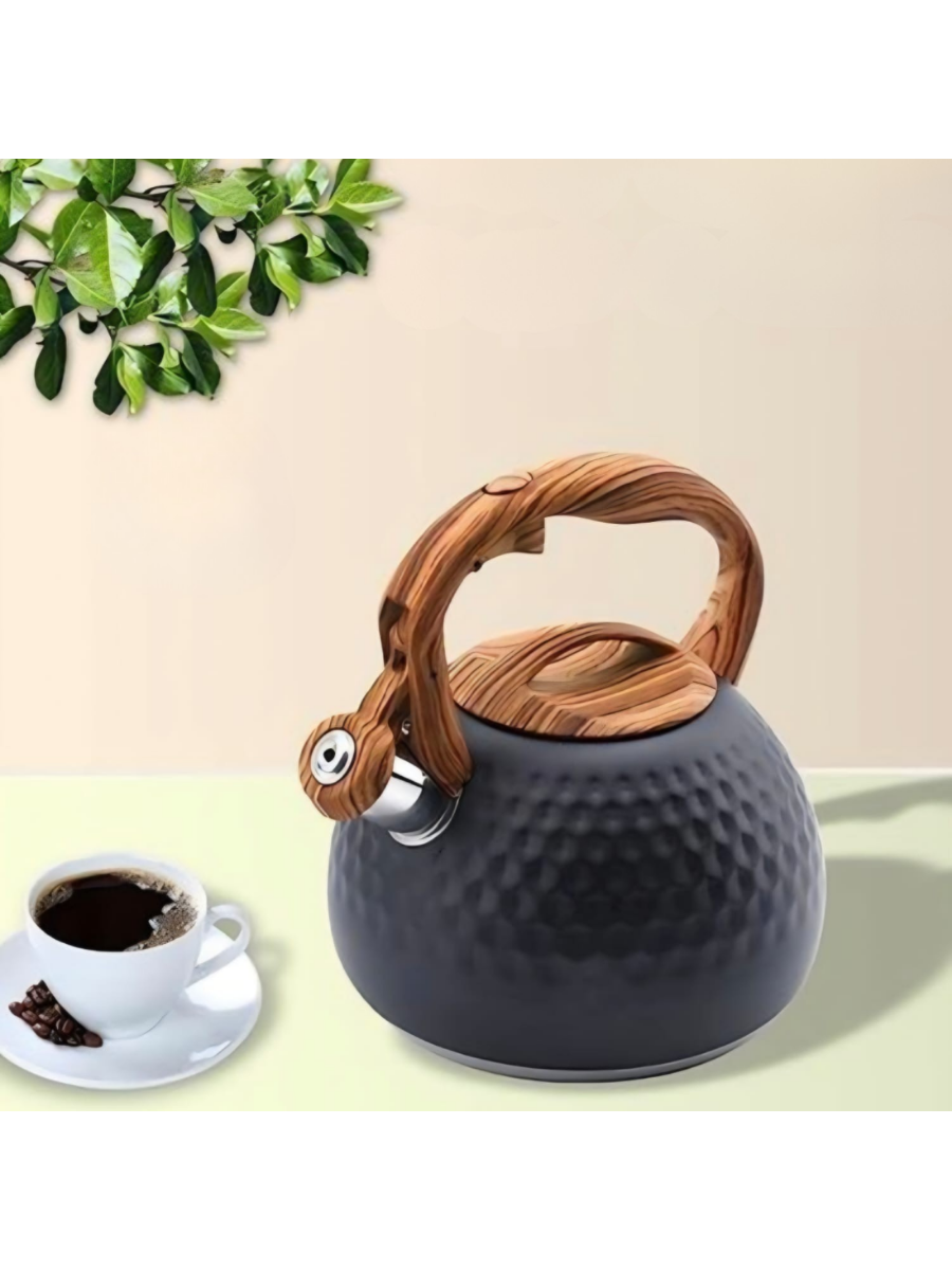 Whistling Stovetop Kettle with Wood-Grain Handle