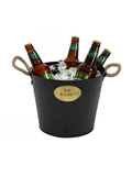 Black Metal Ice Bucket with Rope Handles