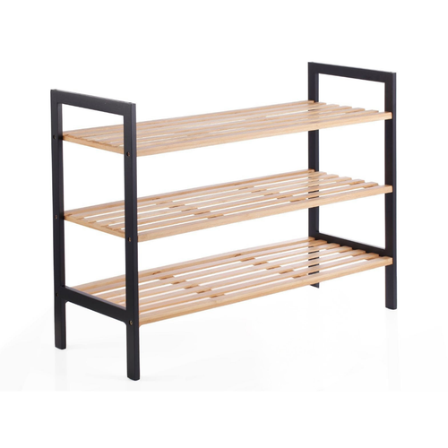 3-Tier Wood & Metal Shoe Rack