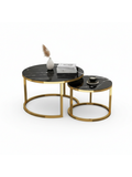 Luxury Black Marble Nesting Coffee Table Set (2-Piece)