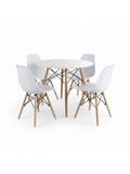 Eames-Style Round Dining Table & 4 Chairs Set