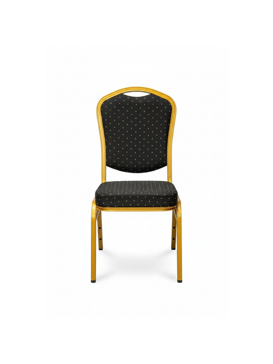 Gold Banquet Chair – Black & Gold Dot Fabric