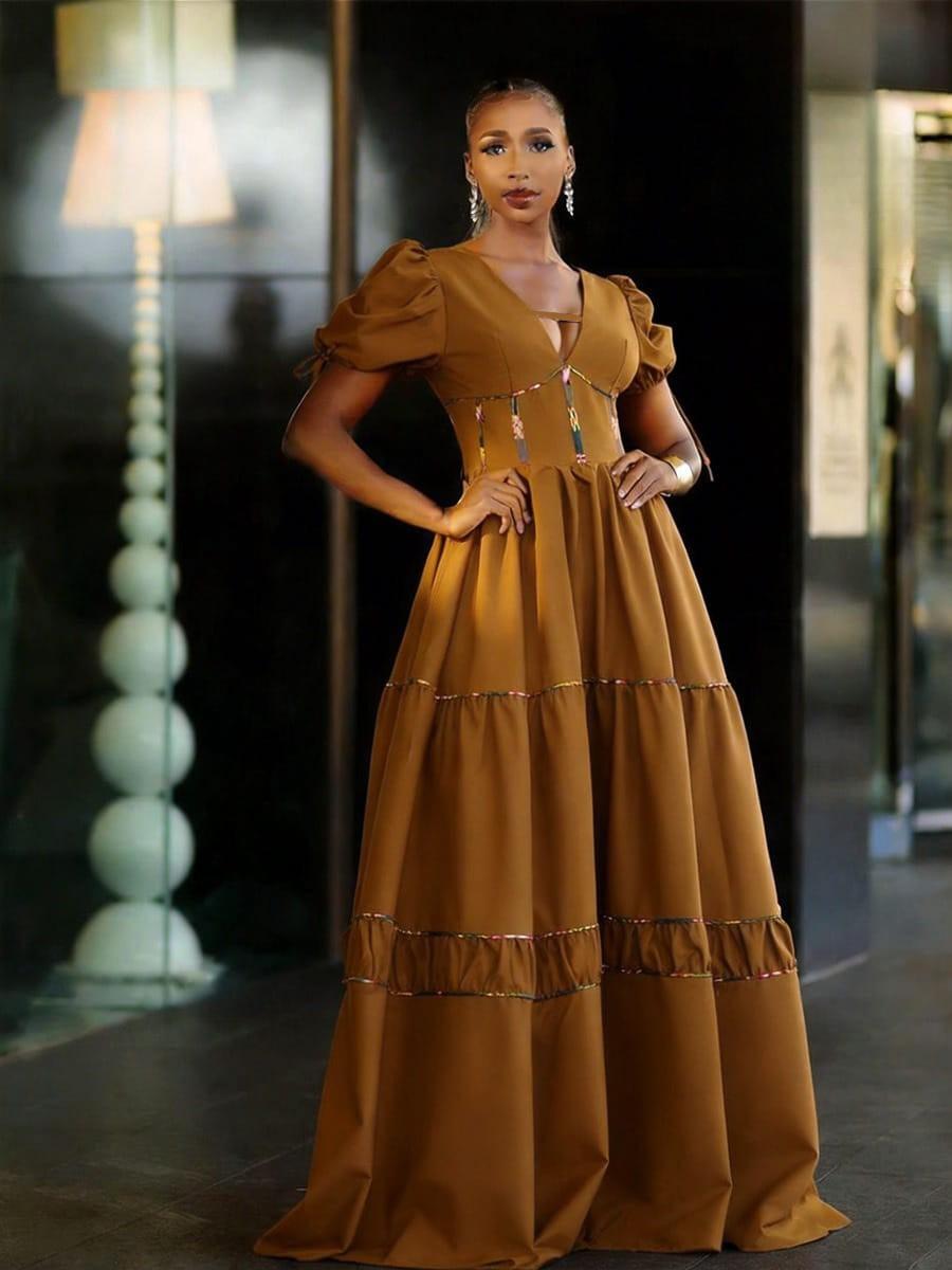 African Beaded Tiered Maxi Dress