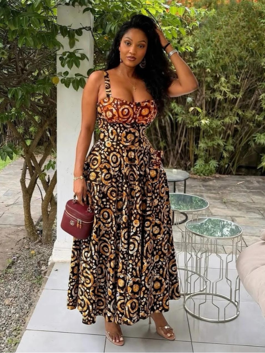 African Print Bustier Maxi Dress