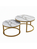 Luxury Marble Nesting Coffee Table Set – Gold Frame
