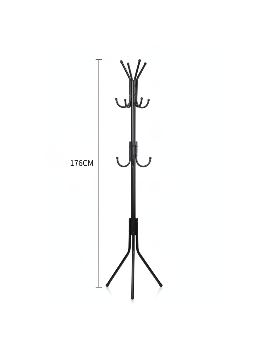 Metal Coat Rack Stand – 12 Hooks, 176cm