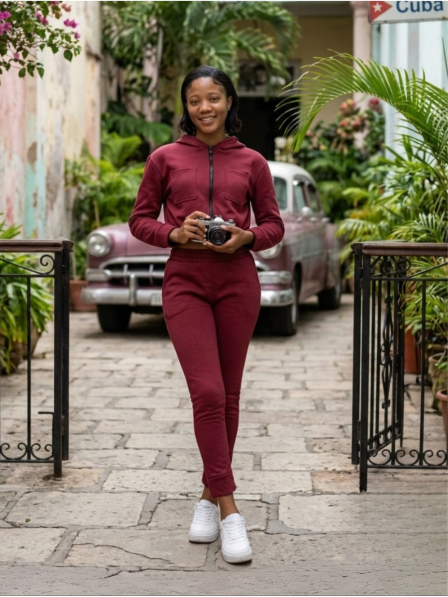 Women's Zip-Up Hoodie Tracksuit Set