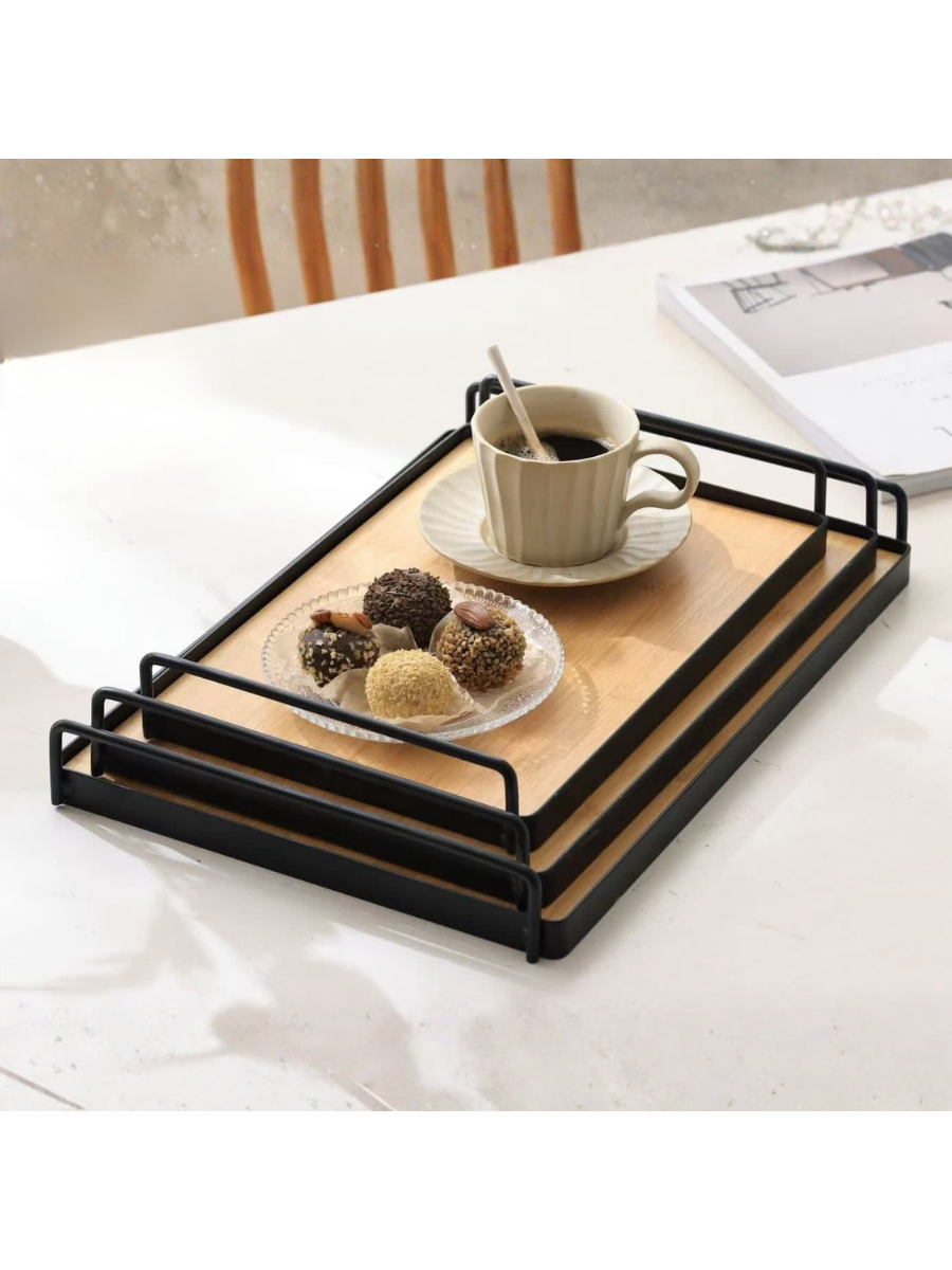 Wood & Metal Serving Tray
