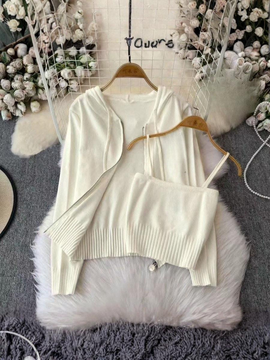 Knit Zip Hoodie & Cami Two-Piece Set