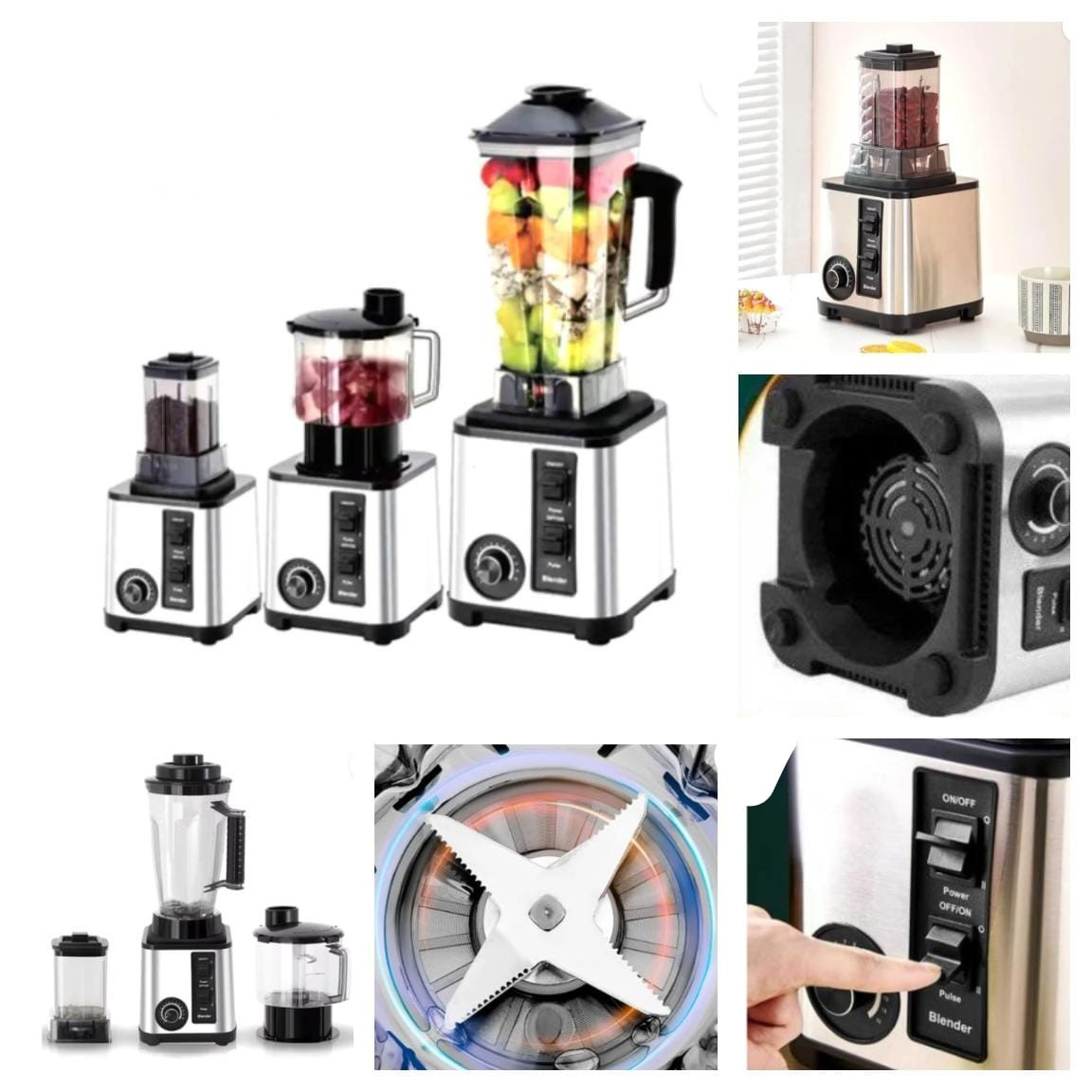 Blender with Food Processor & Coffee Grinder 3-in-1
