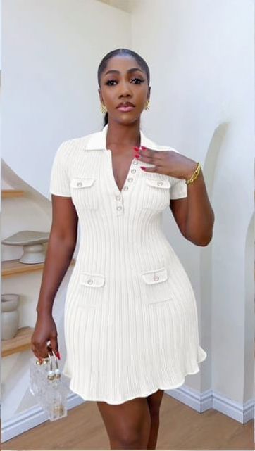 Ribbed Polo Mini Dress