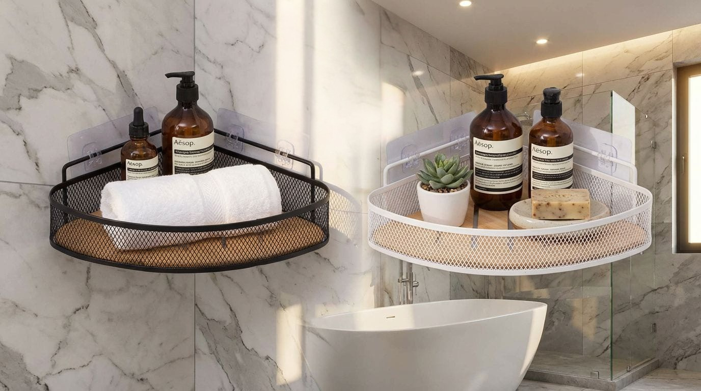 Wall-Mounted Corner Mesh Shelf