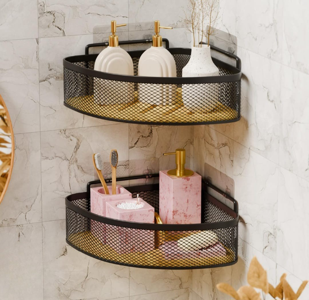 Wall-Mounted Corner Mesh Shelf