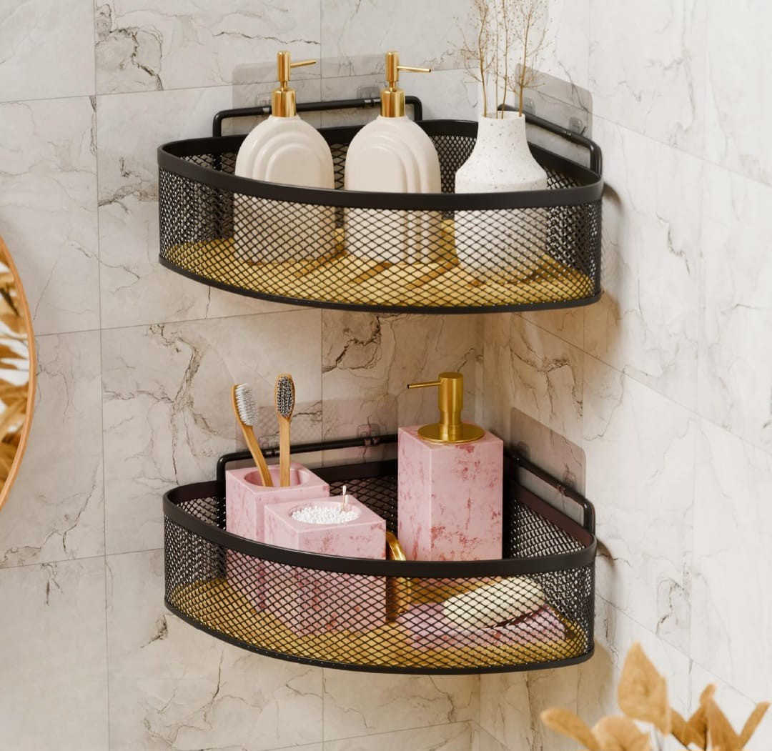 Wall-Mounted Corner Mesh Shelf