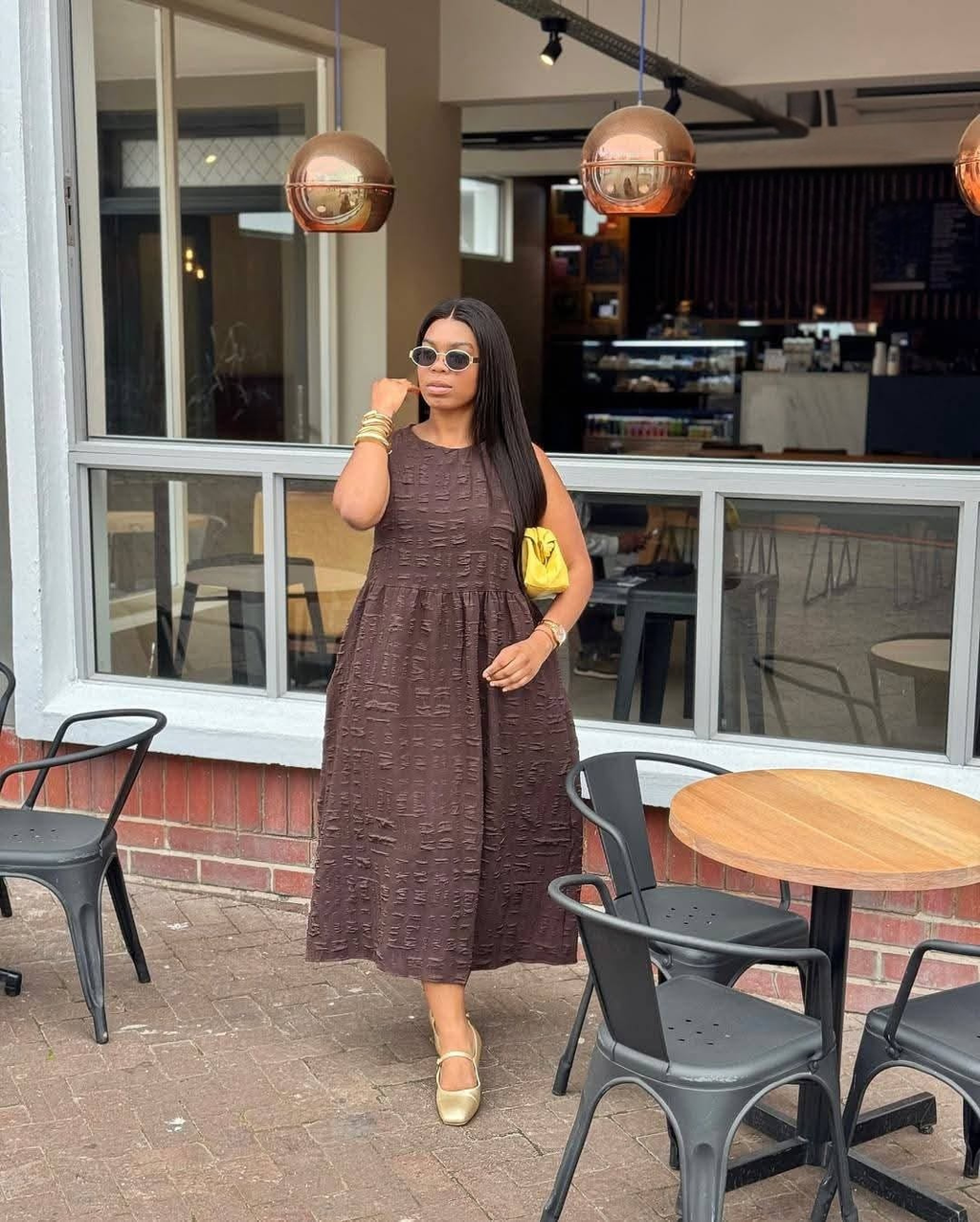 Textured Sleeveless Midi Dress