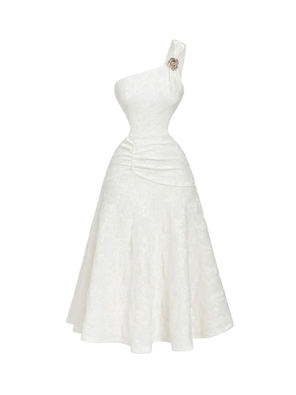 One-Shoulder A-Line Midi Dress