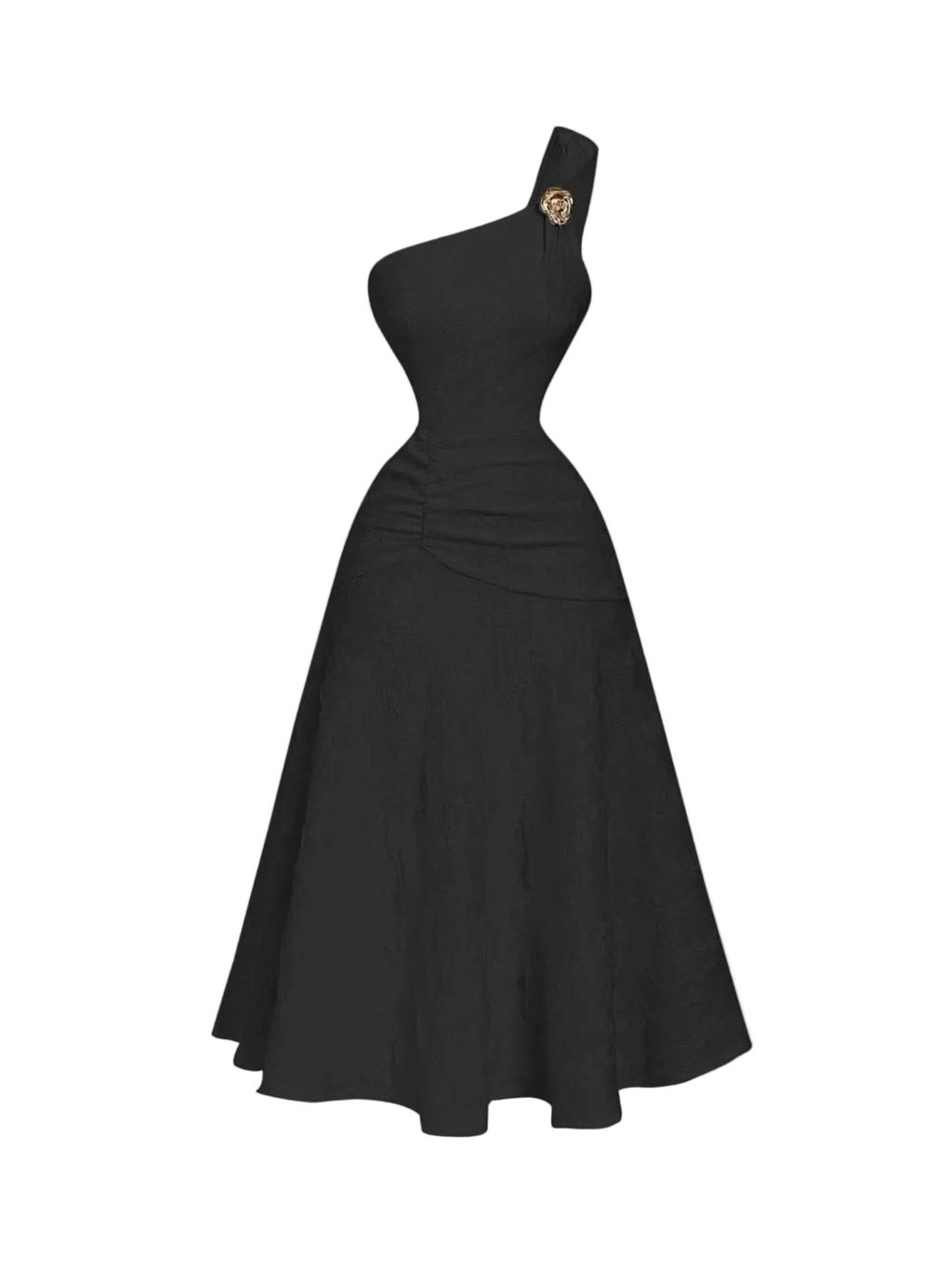 One-Shoulder A-Line Midi Dress